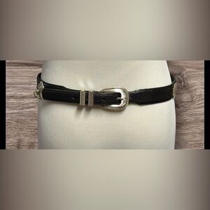 Vintage Leather Belt with Metal Cross Rive Size Rustic Biker Belt